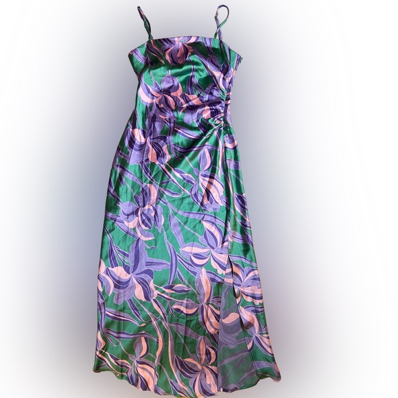 Floral Green and Purple Dress - Picture 3 of 6